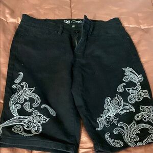 Embroidered Black Women's Shorts